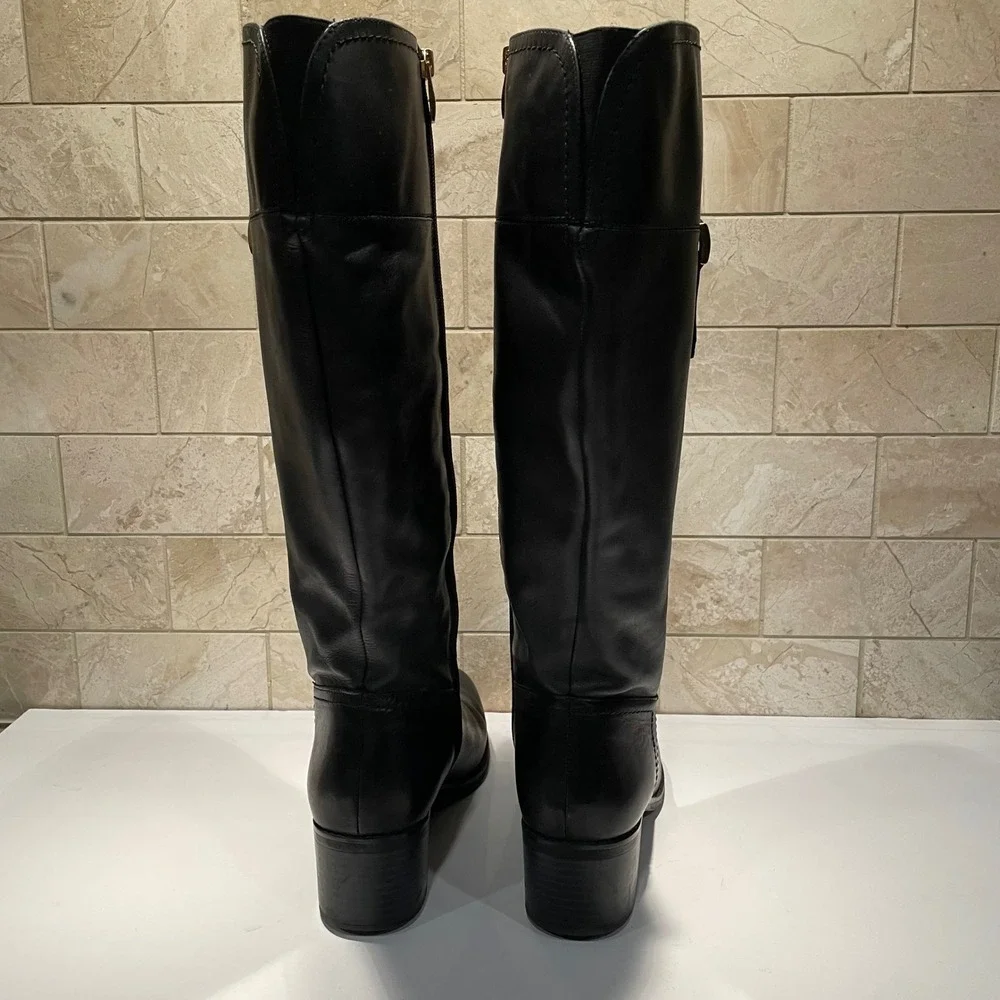 Franco Sarto Lizbeth Black Leather Wide Calf Riding Boots Womens 9.5M WC - Picture 5 of 9